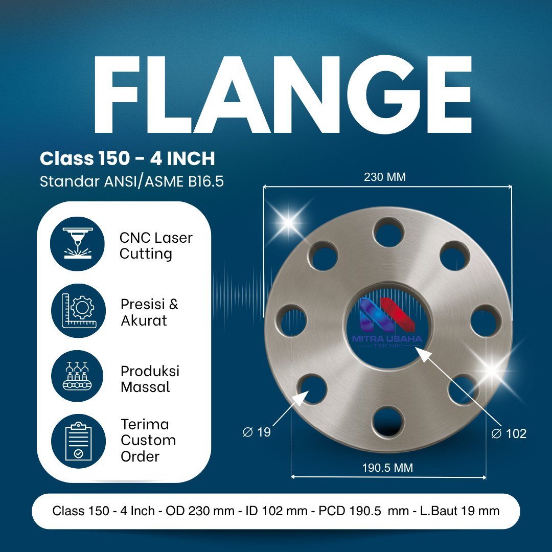 Flange ANSI 150 4 Inch OD 230 X ID 102 L. Baut 19